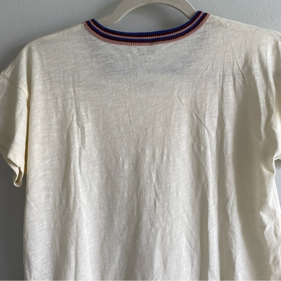 MADEWELL Cream T-shirt With Colourful Collar Size XS - Picture 7 of 10